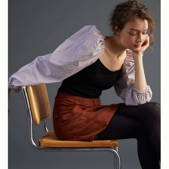 Maeve Anthropologie Open-Back Puff-Sleeved Blouse‎ - Picture 1 of 10